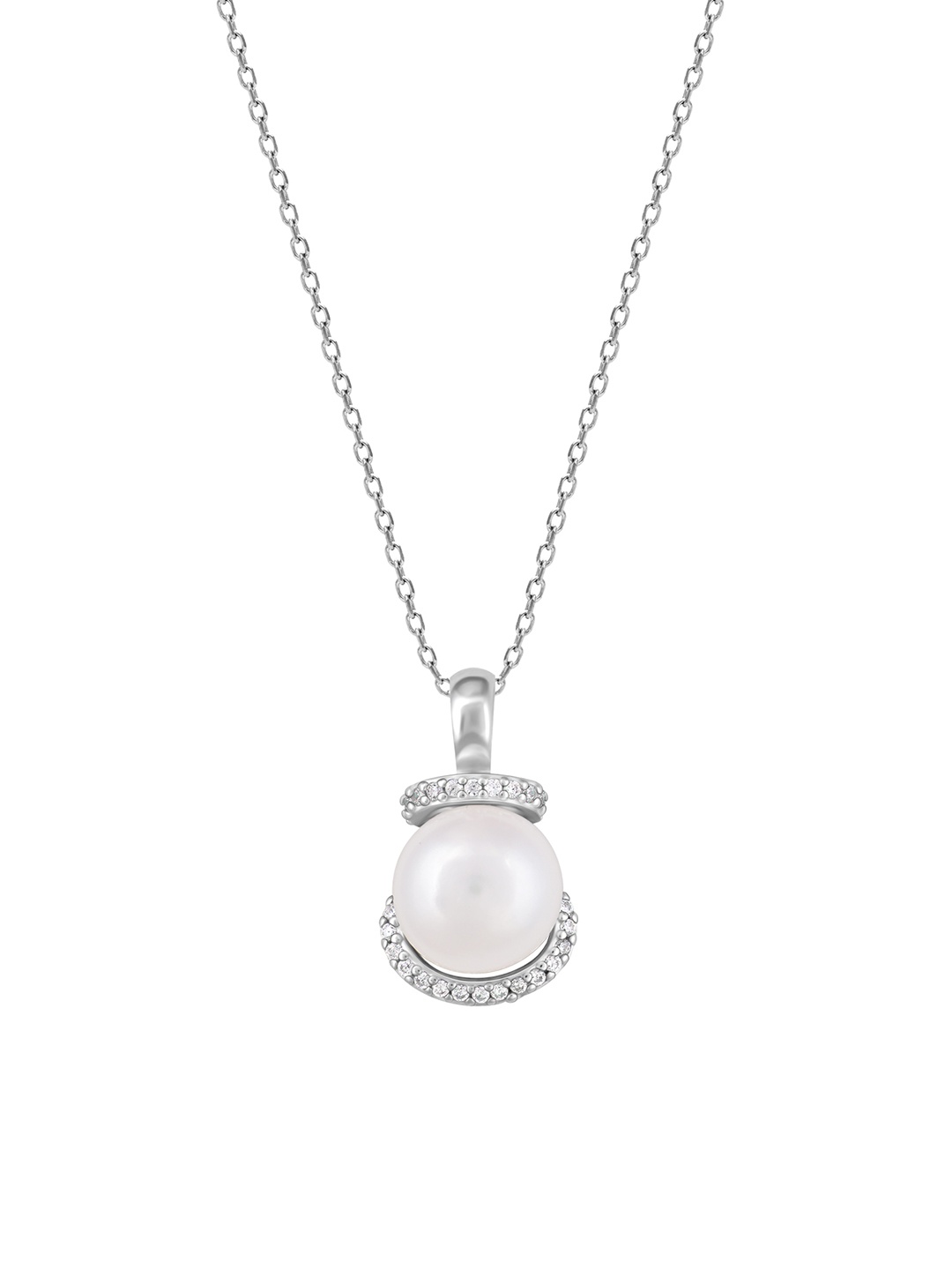 

GIVA 925 Sterling Silver Rhodium Plated Moon Pearl Pendant With Link Chain