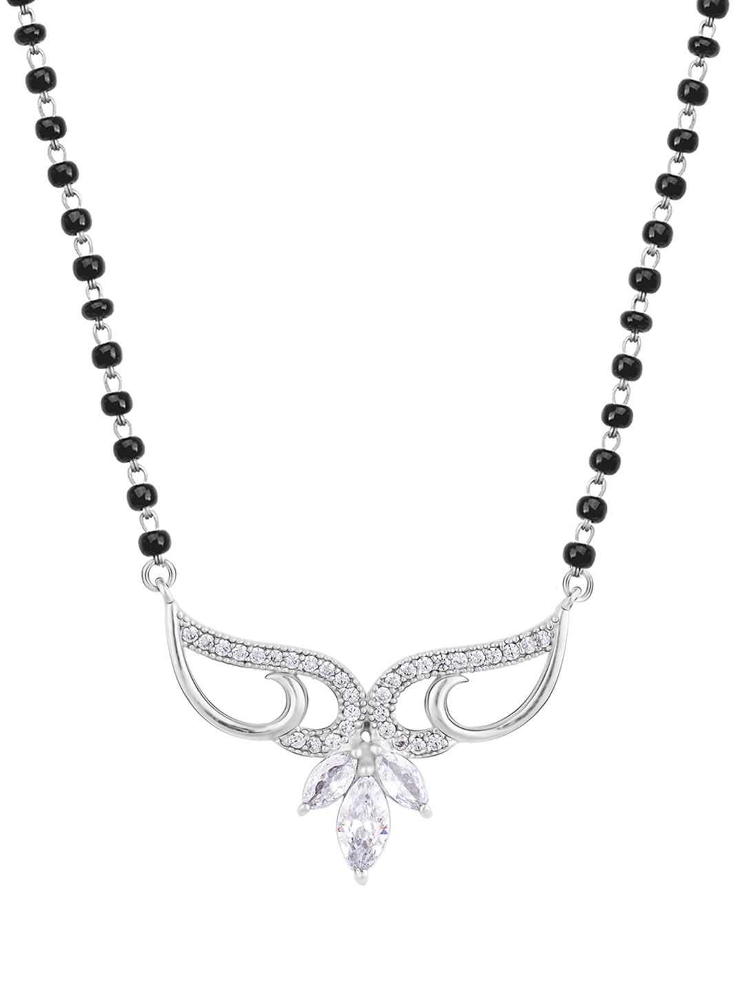 

GIVA 925 Sterling Silver Rhodium Plated Floral Winged Mangalsutra