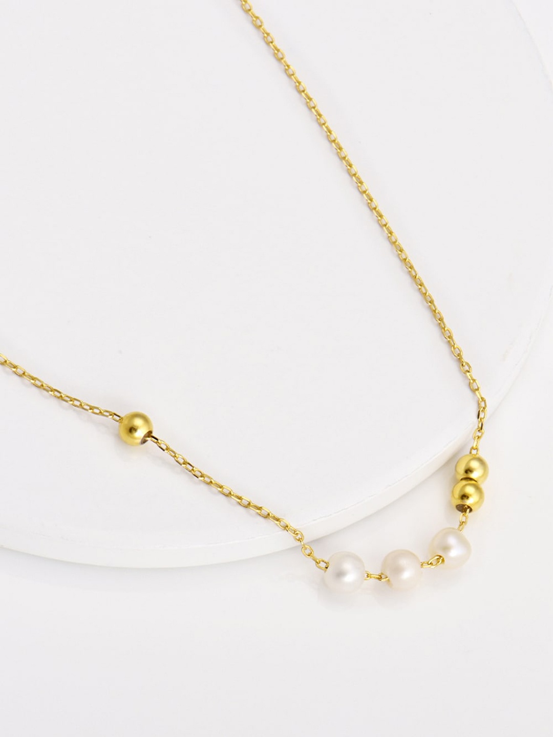 

GIVA 925 Sterling Silver 18k Gold Plated Dual Colour Pearl Necklace