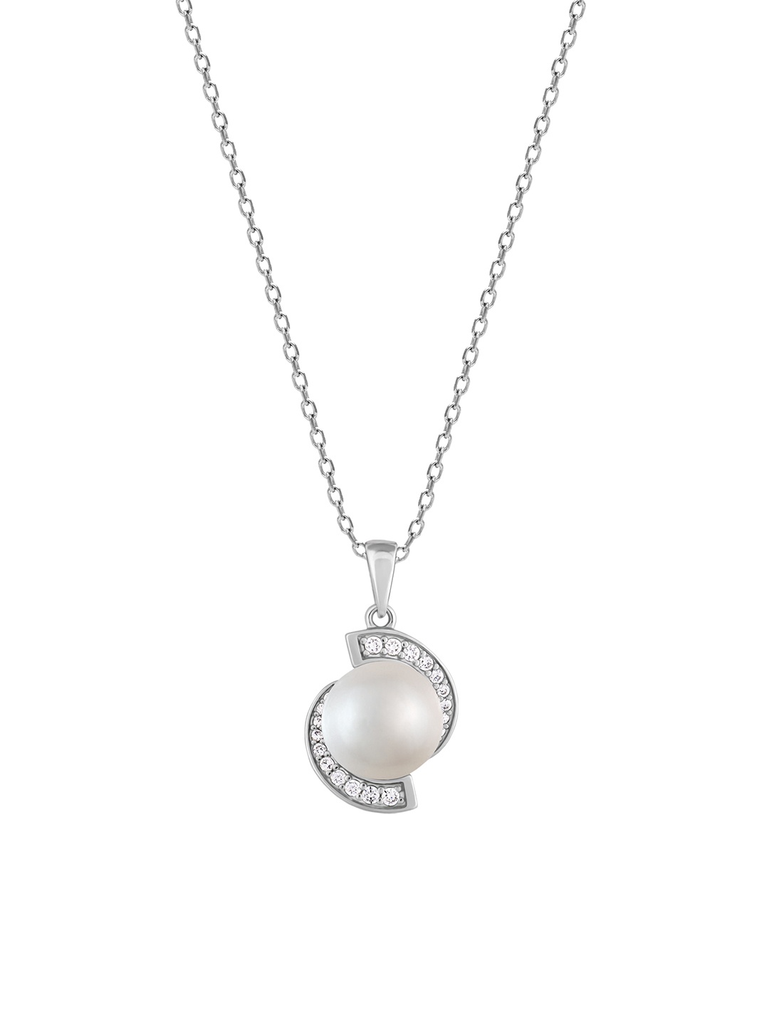 

GIVA 925 Sterling Silver Rhodium Plated Moonstar Pearl Pendant with Link Chain