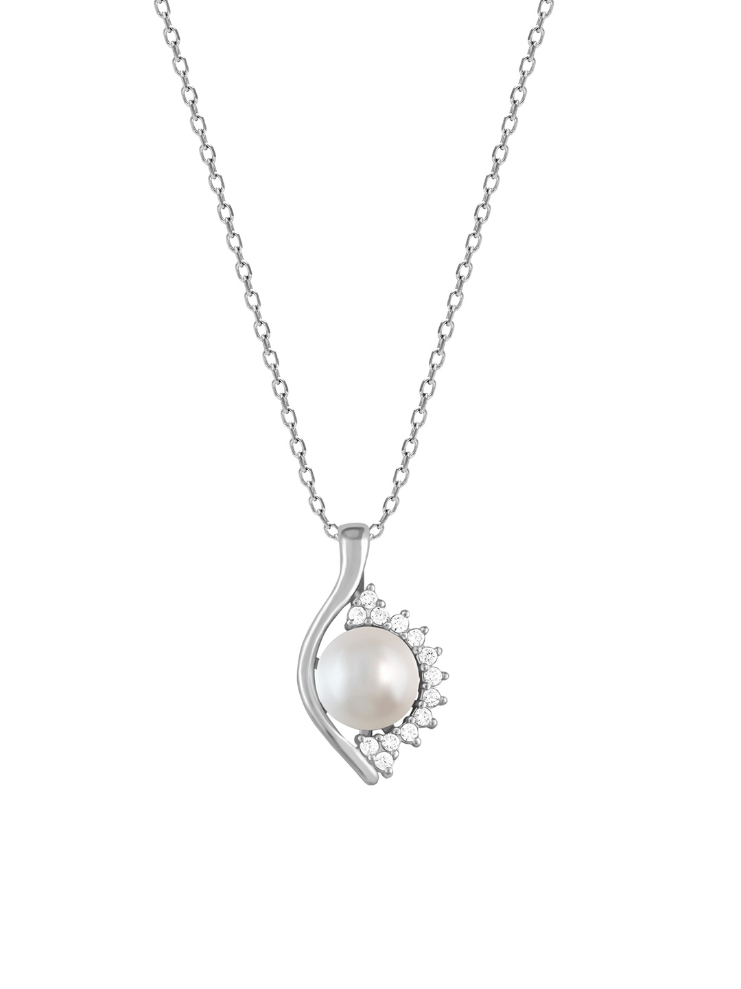 

GIVA 925 Sterling Silver Rhodium Plated Rising Pearl Pendant With Link Chain