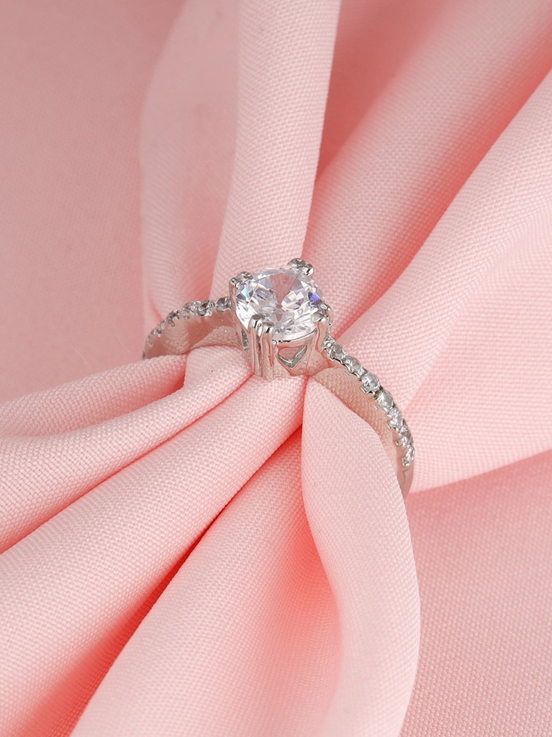 

GIVA 925 Sterling Silver Rhodium-Plated Cubic Zirconia Studded Adjustable Finger Ring