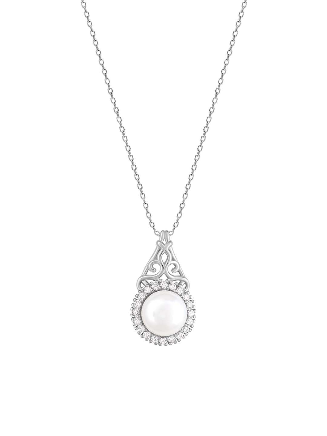 

GIVA 925 Sterling Silver Rhodium Plated Delightful Pearl Pendant With Link Chain