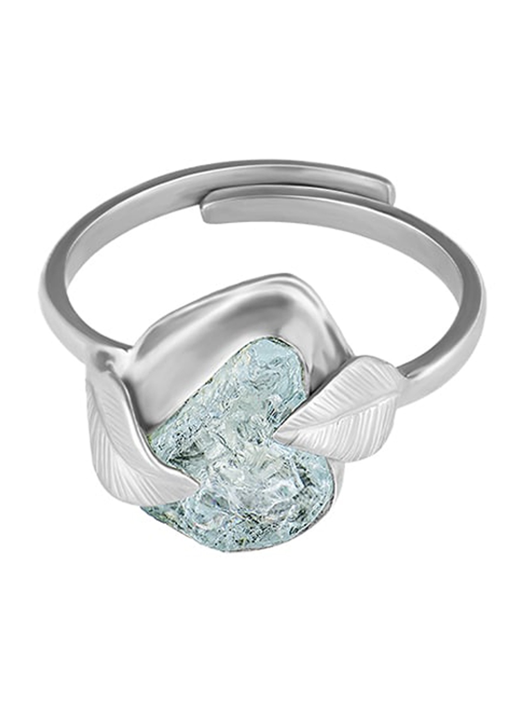 

GIVA 925 Sterling Silver Oxidised Green Adjustable Leafy Ring