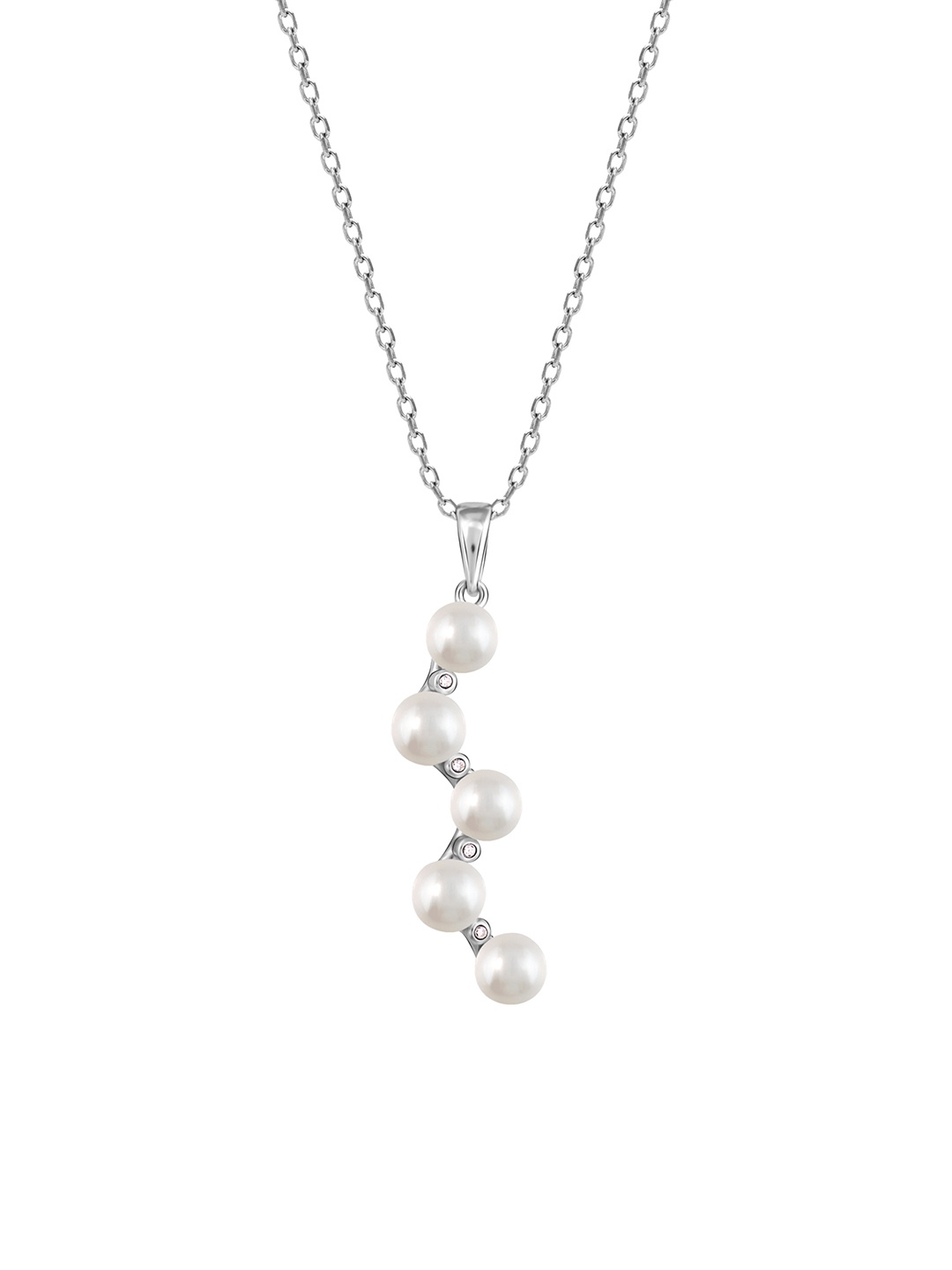 

GIVA 925 Sterling Silver Rhodium Plated Pearl Zig-Zag Pendant with Link Chain