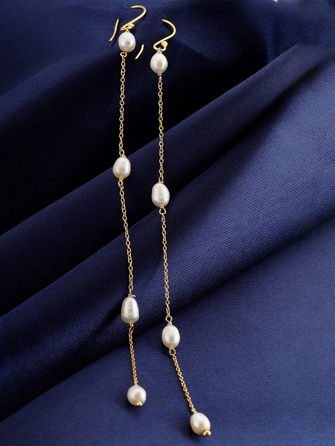 

GIVA 925 Sterling Silver Gold-Plated Pearl Beaded Contemporary Drop Earrings