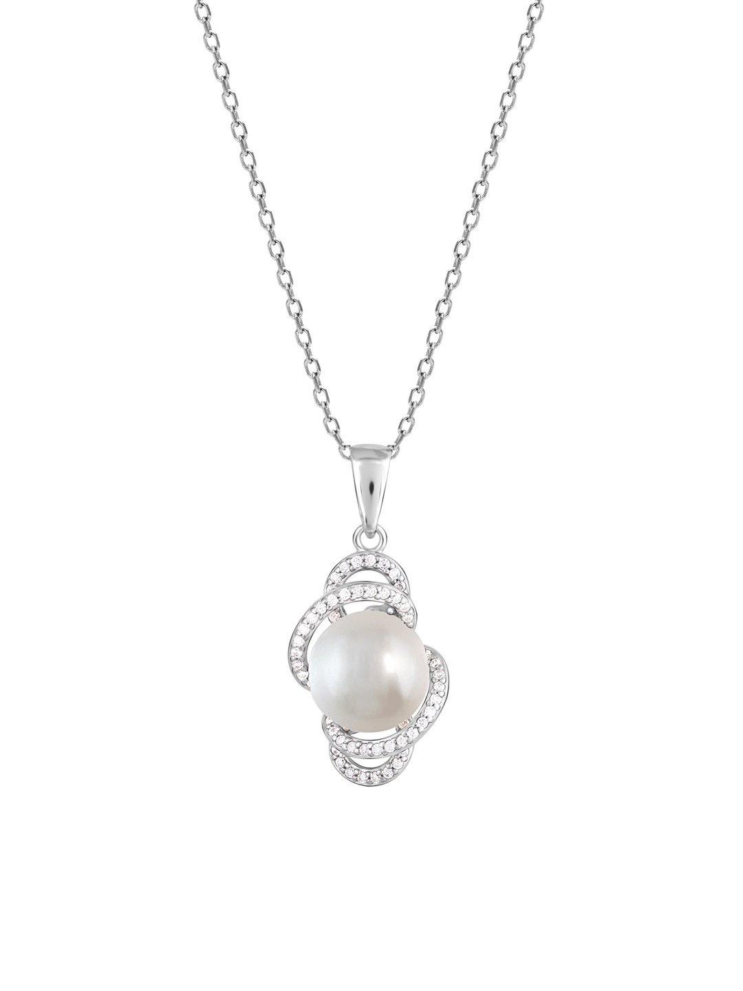 

GIVA 925 Sterling Silver Rhodium Plated Pearl Swirl Pendant with Link Chain