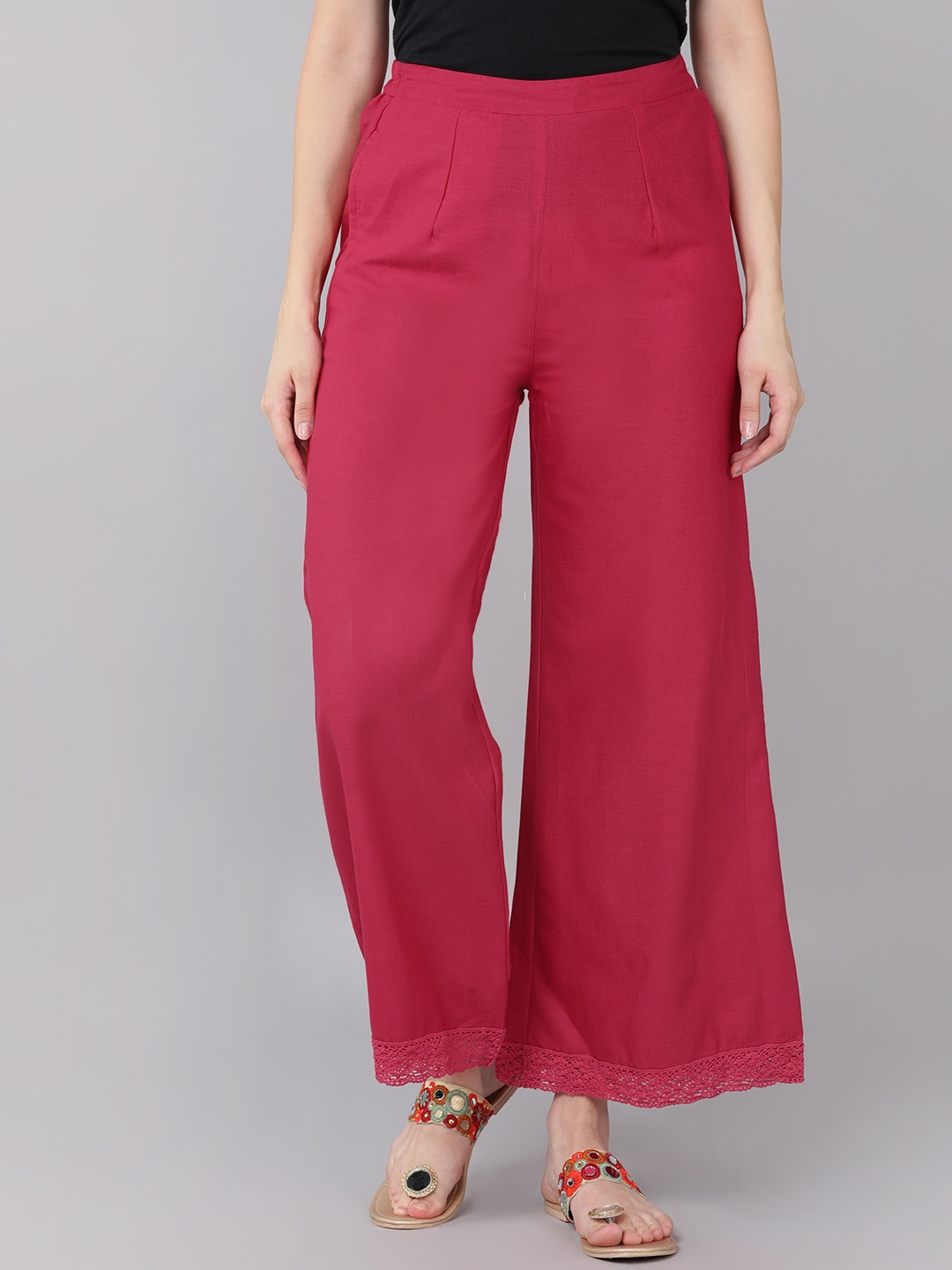 

Bani Women Ethnic Cotton Flared Palazzos, Pink