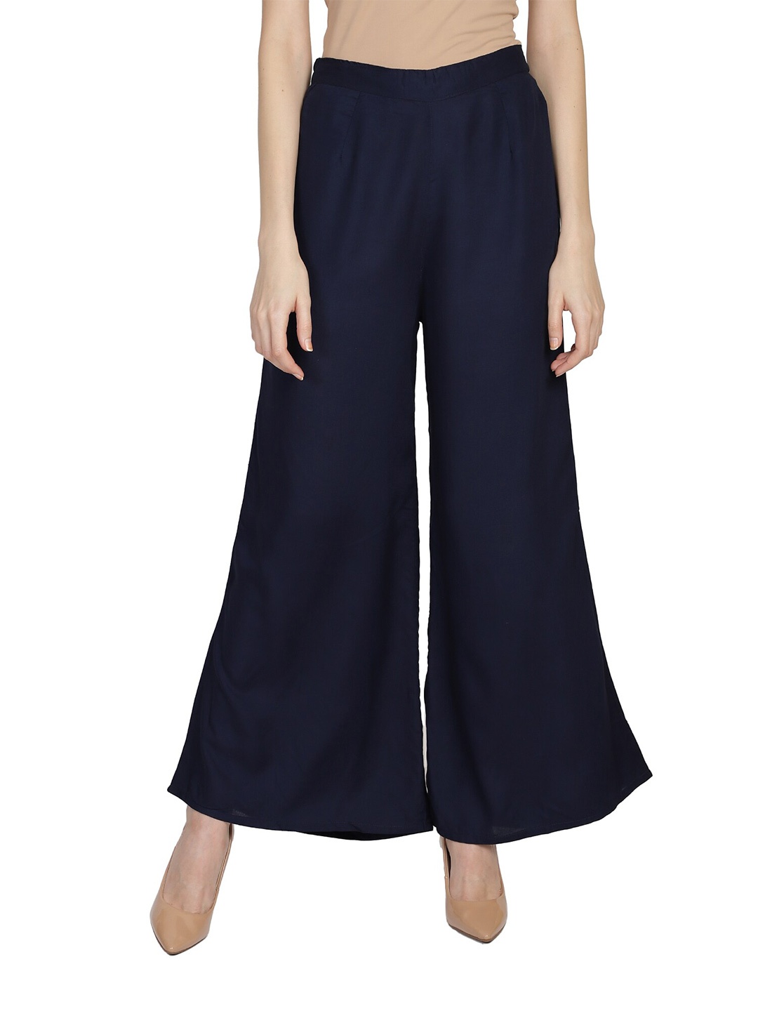 

Bani Women Navy Blue Knitted Liva Ethnic Palazzos