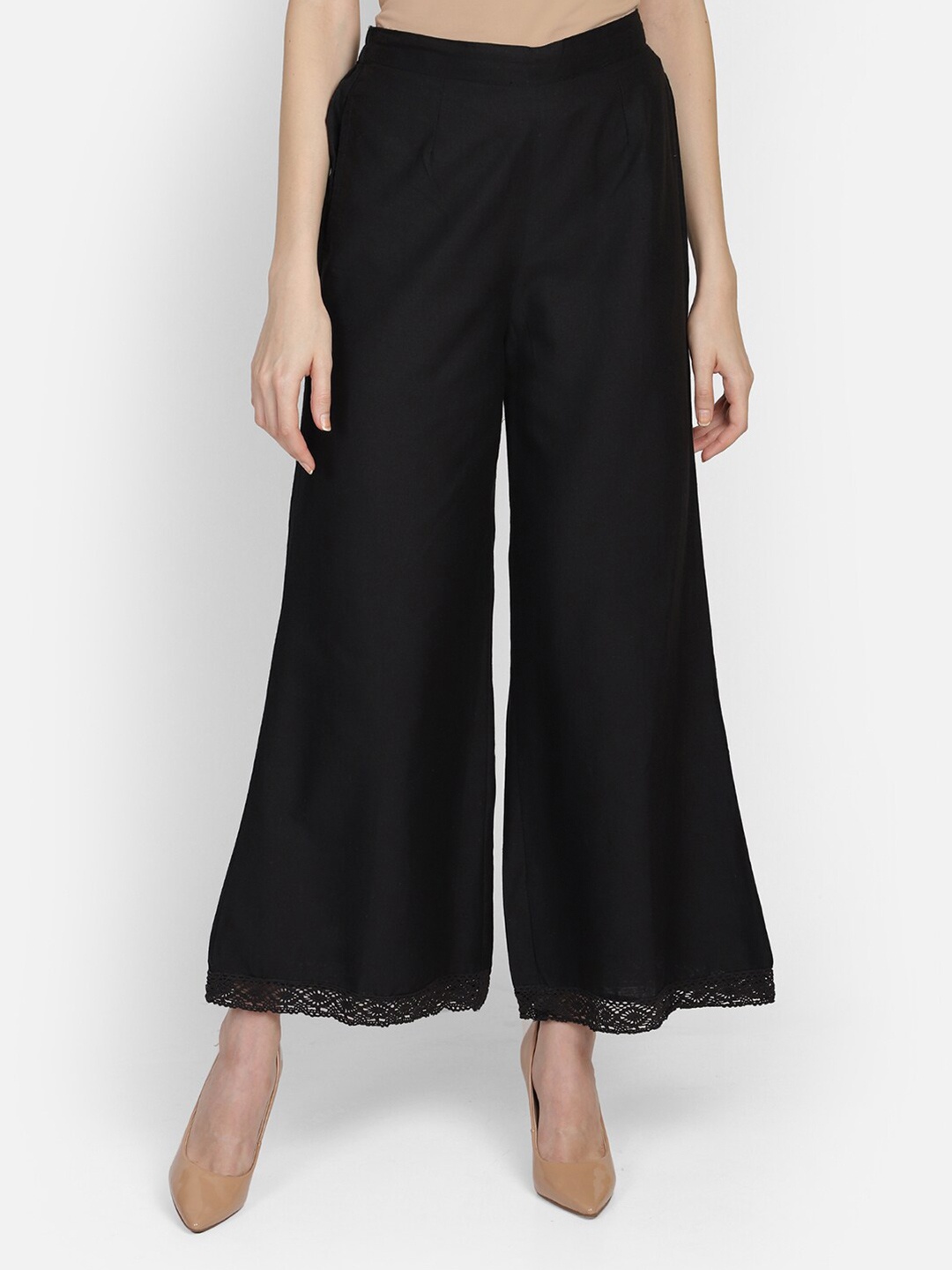 

Bani Women Black Solid Wide Leg Palazzos