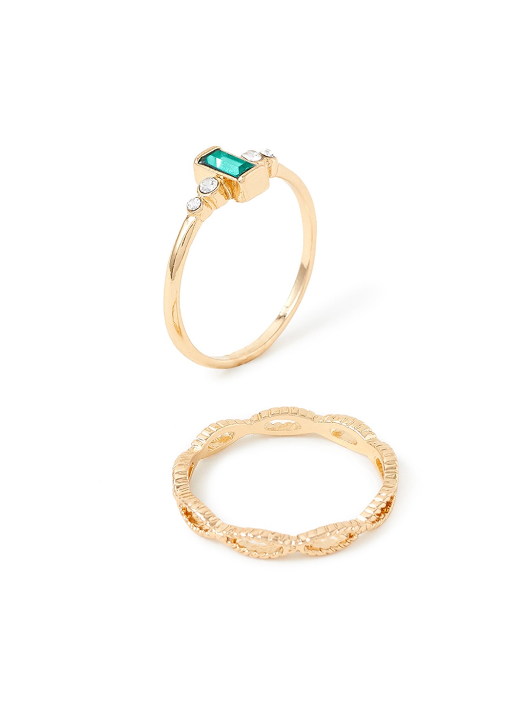 

Accessorize Women Set of 2 Crossover Vintage Style Stacking Rings, Gold