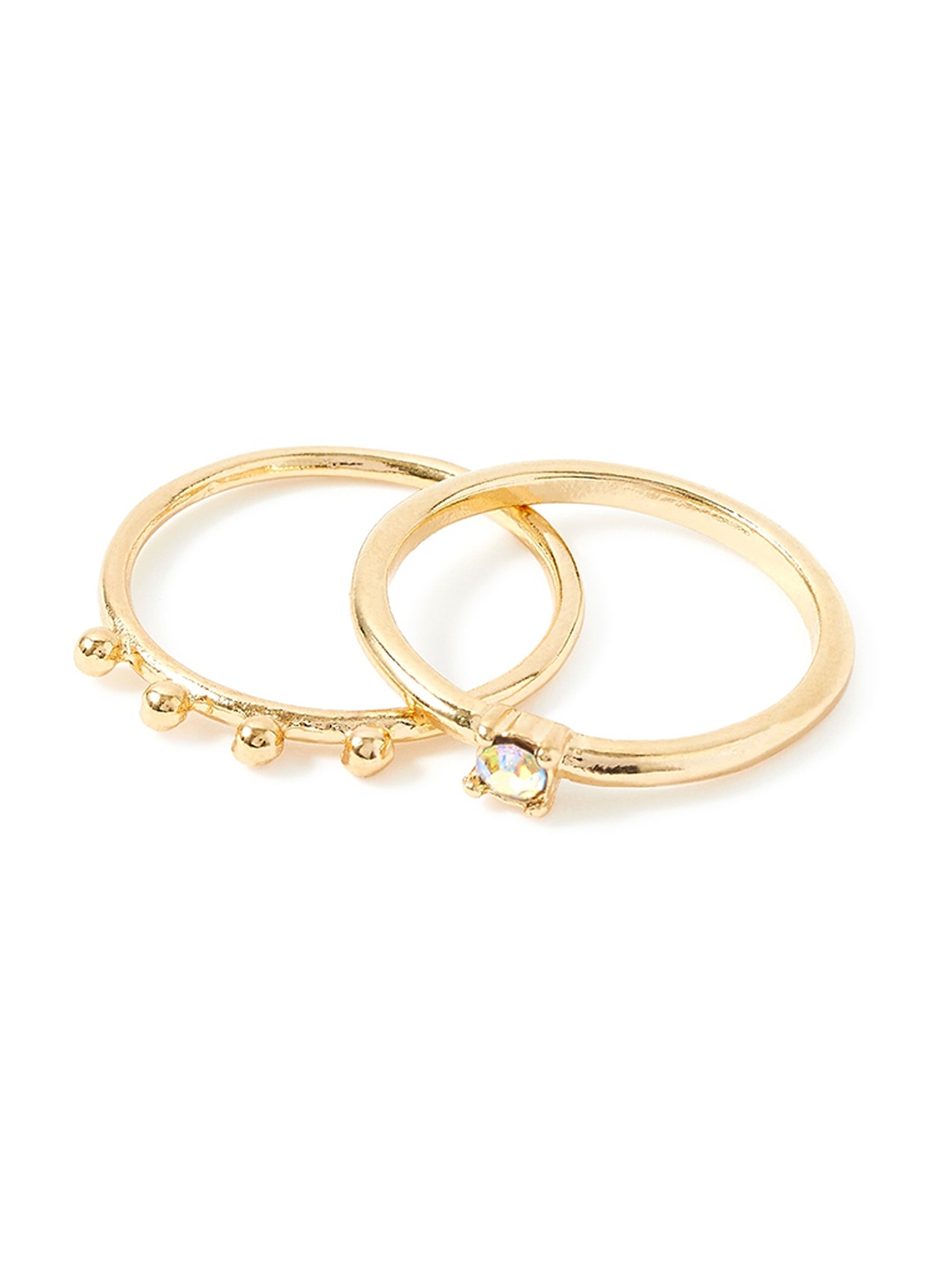 

Accessorize London Women Set of 2 Opal & Bobble Stacking Rings, Gold