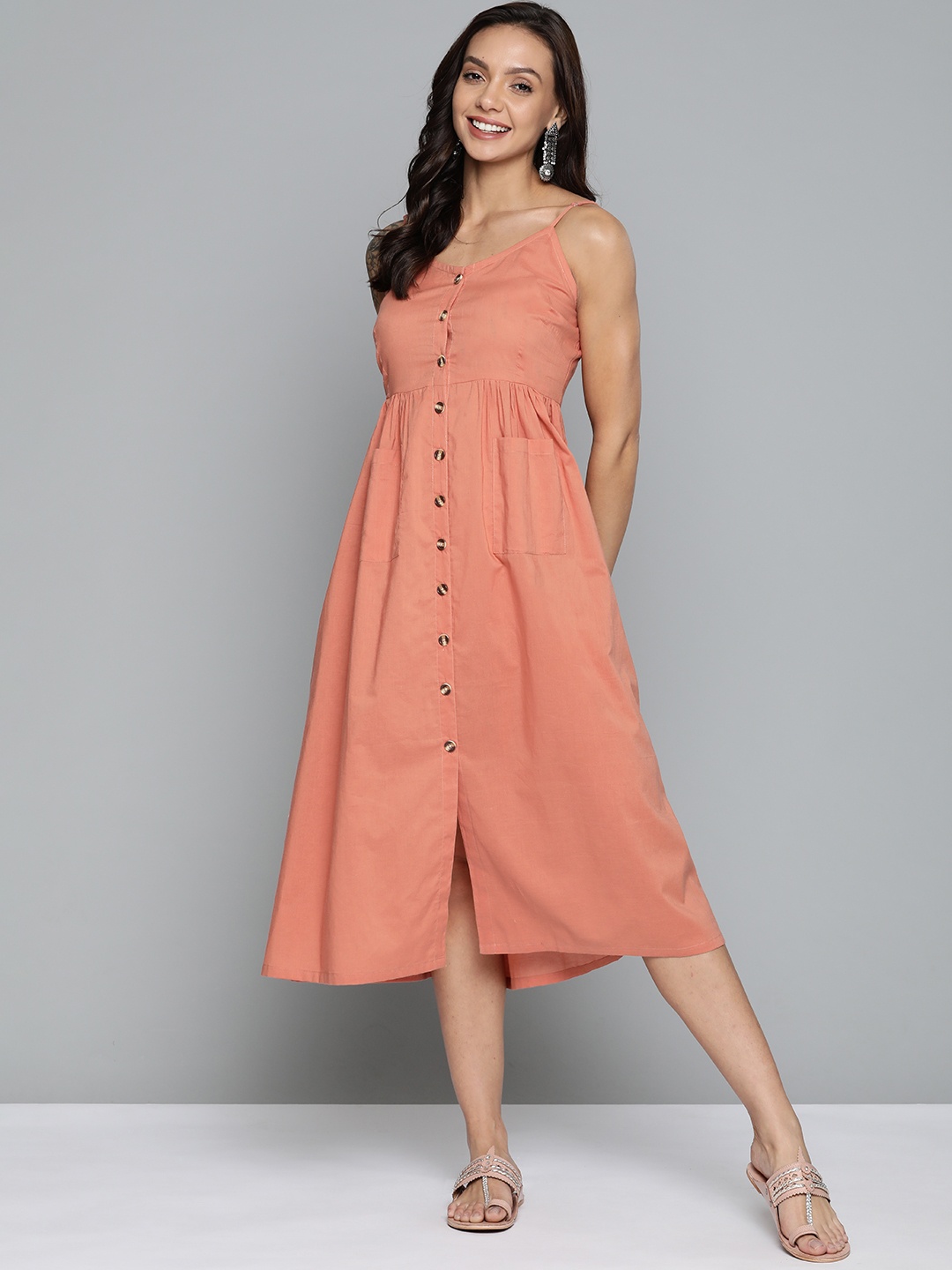 

HERE&NOW Pink A-Line Midi Dress