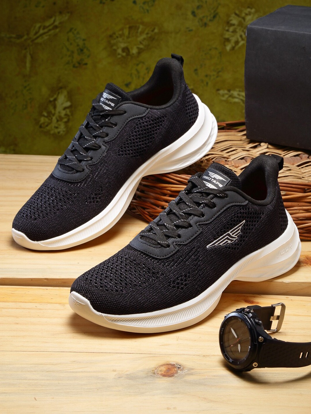 

Red Tape Men Black Walking Shoes