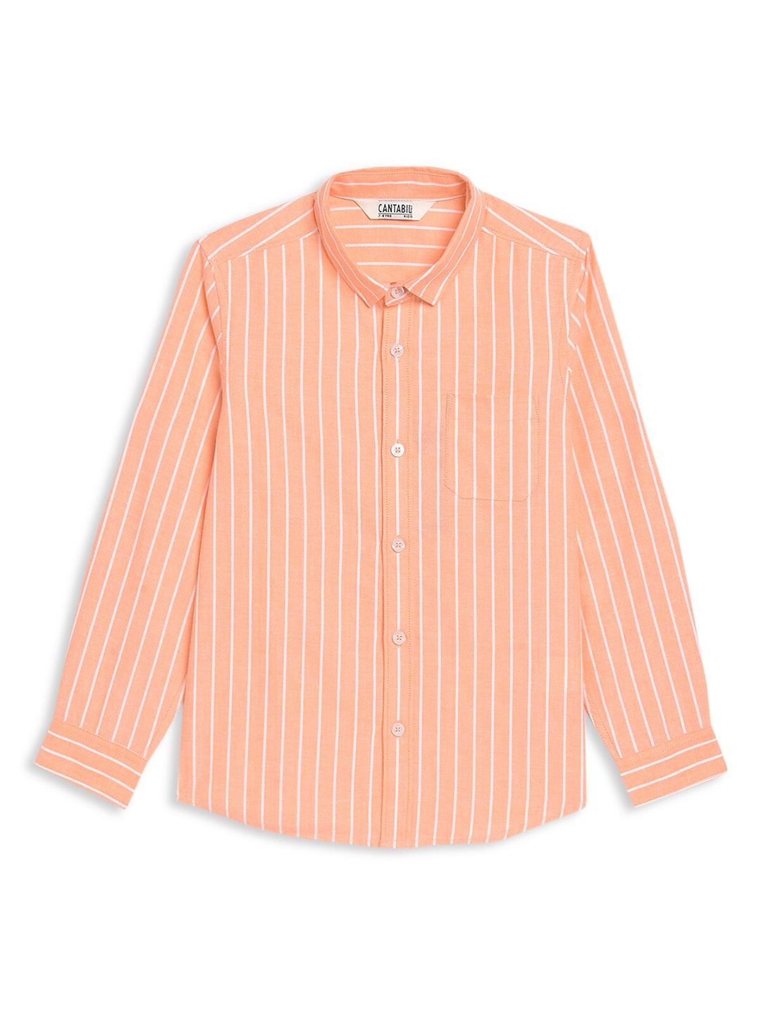 

Cantabil Boys Orange Classic Bengal Striped Cotton Casual Shirt