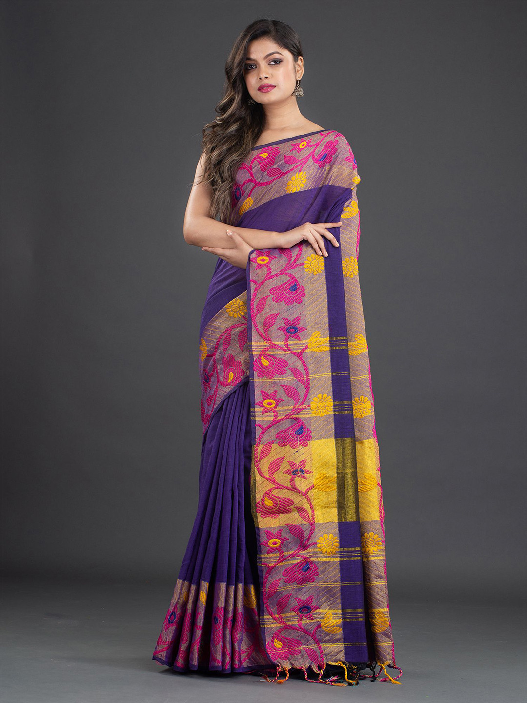 

Arhi Purple Woven Design Pure Cotton Saree