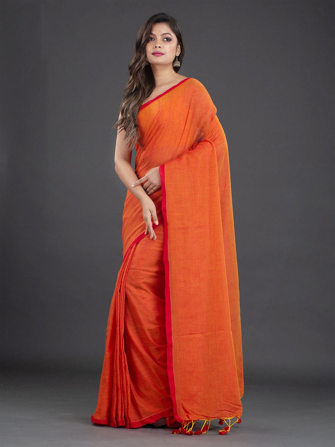 

Arhi Orange & Red Pure Cotton Saree