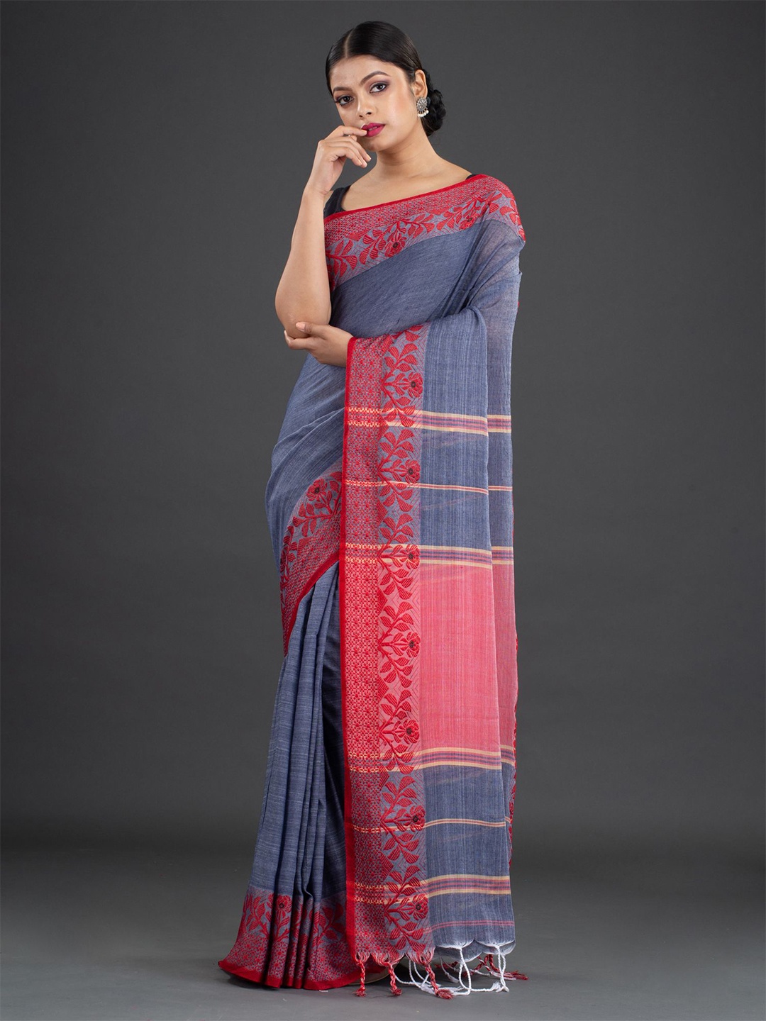 

Arhi Grey & Pink Pure Cotton Saree