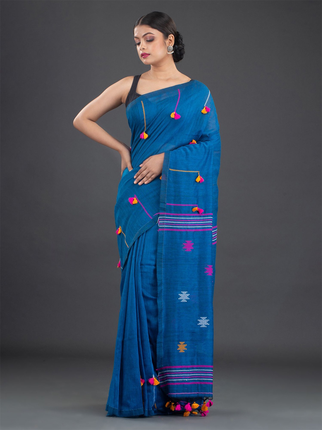 

Arhi Teal & Fuchsia Woven Design Pure Cotton Saree