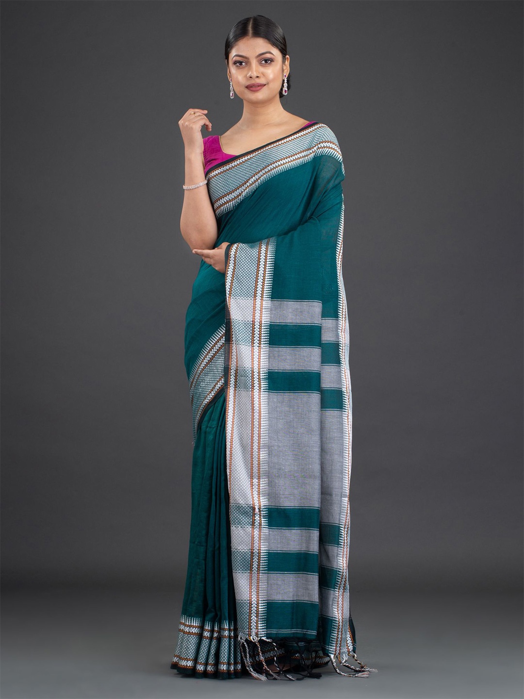 

Arhi Teal & Grey Pure Cotton Saree