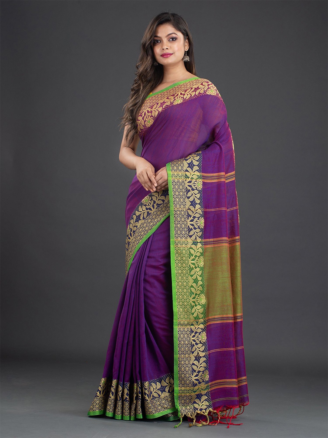 

Arhi Purple & Green Pure Cotton Saree