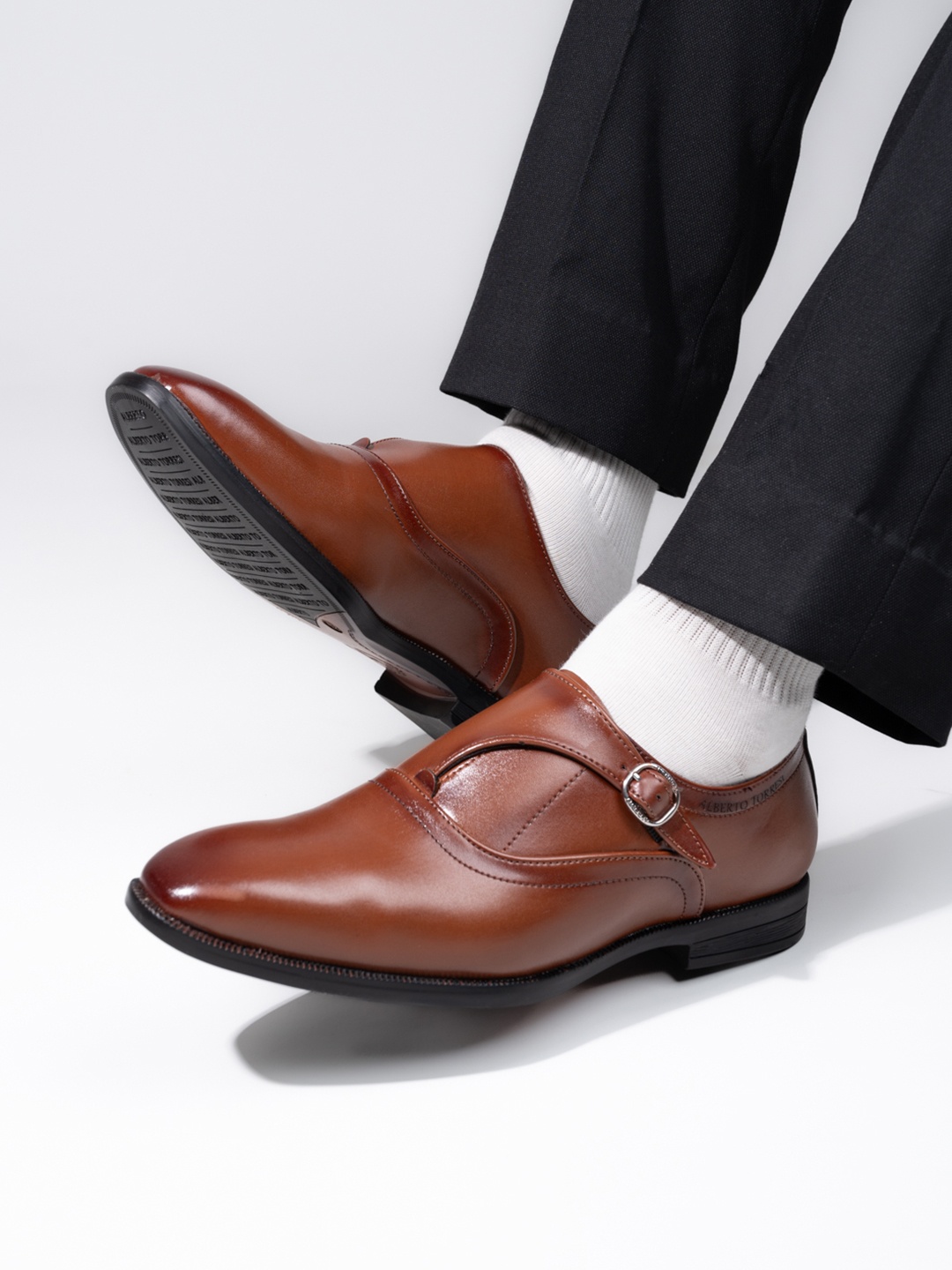 

Alberto Torresi Men Tan Brown Formal Monks
