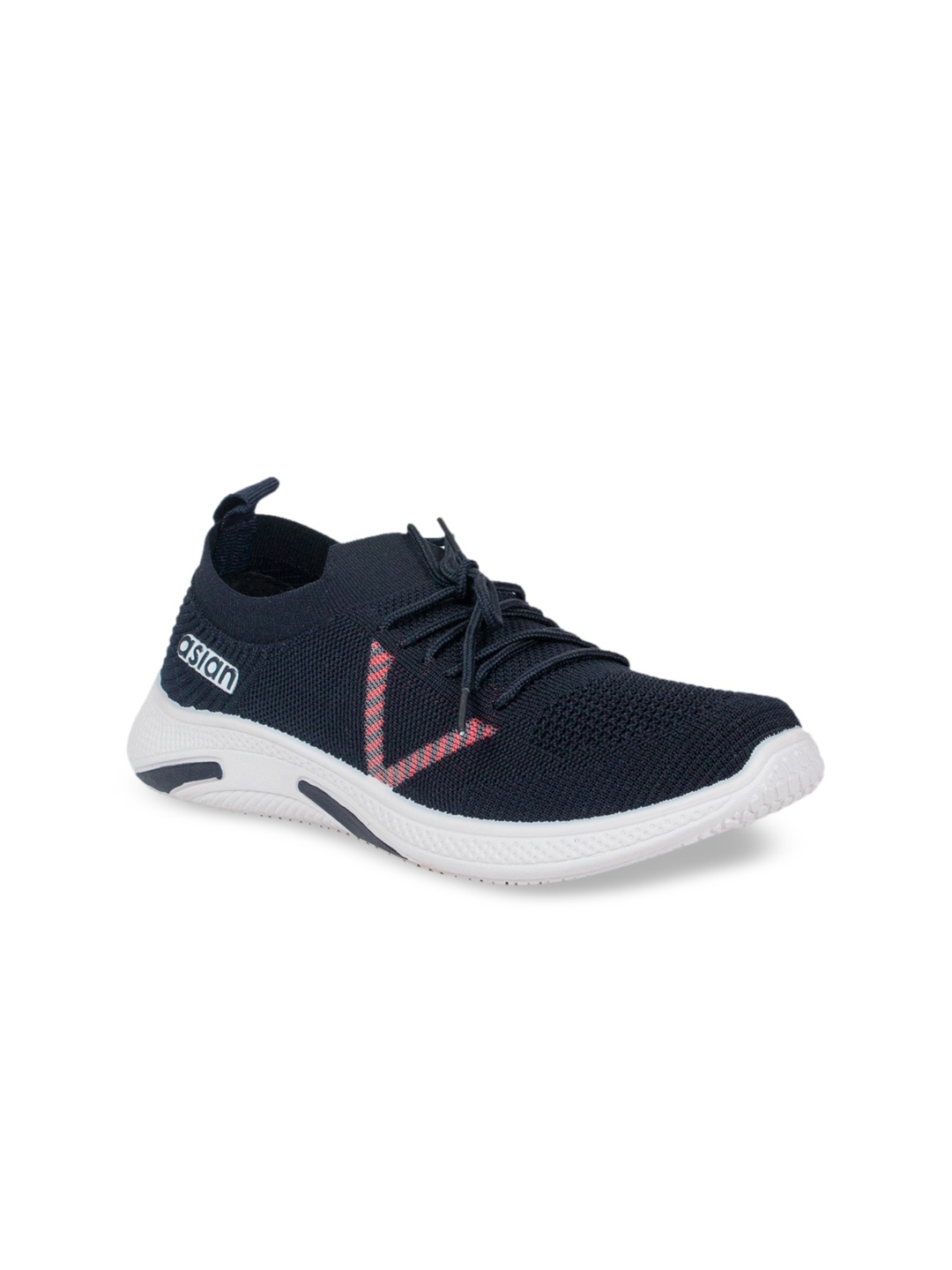 

ASIAN Women Navy Blue & Pink Woven Design Sneakers