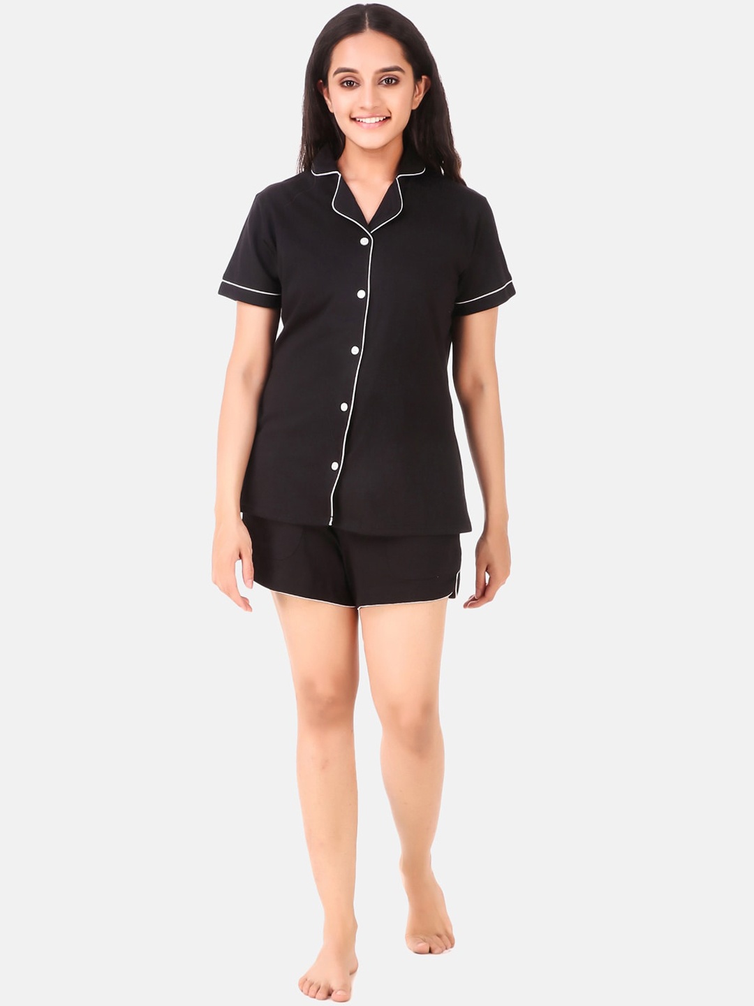 

Masha Women Black Cotton Night suit