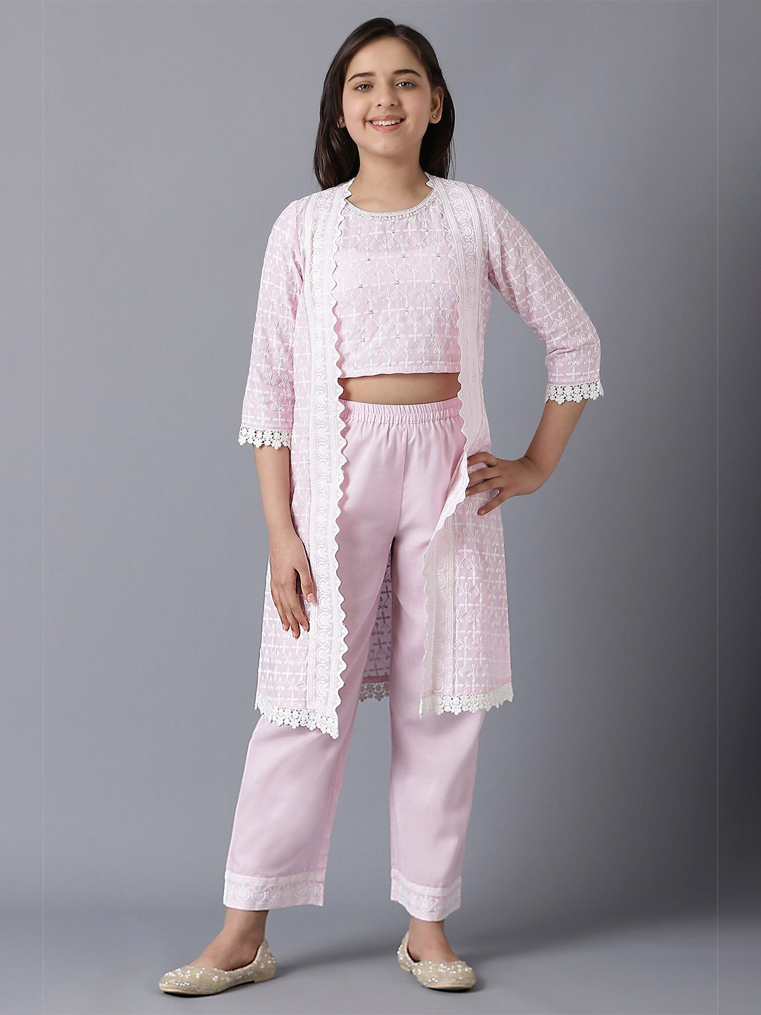 

AURELIA Girls Mauve Top with Trousers & Shrug