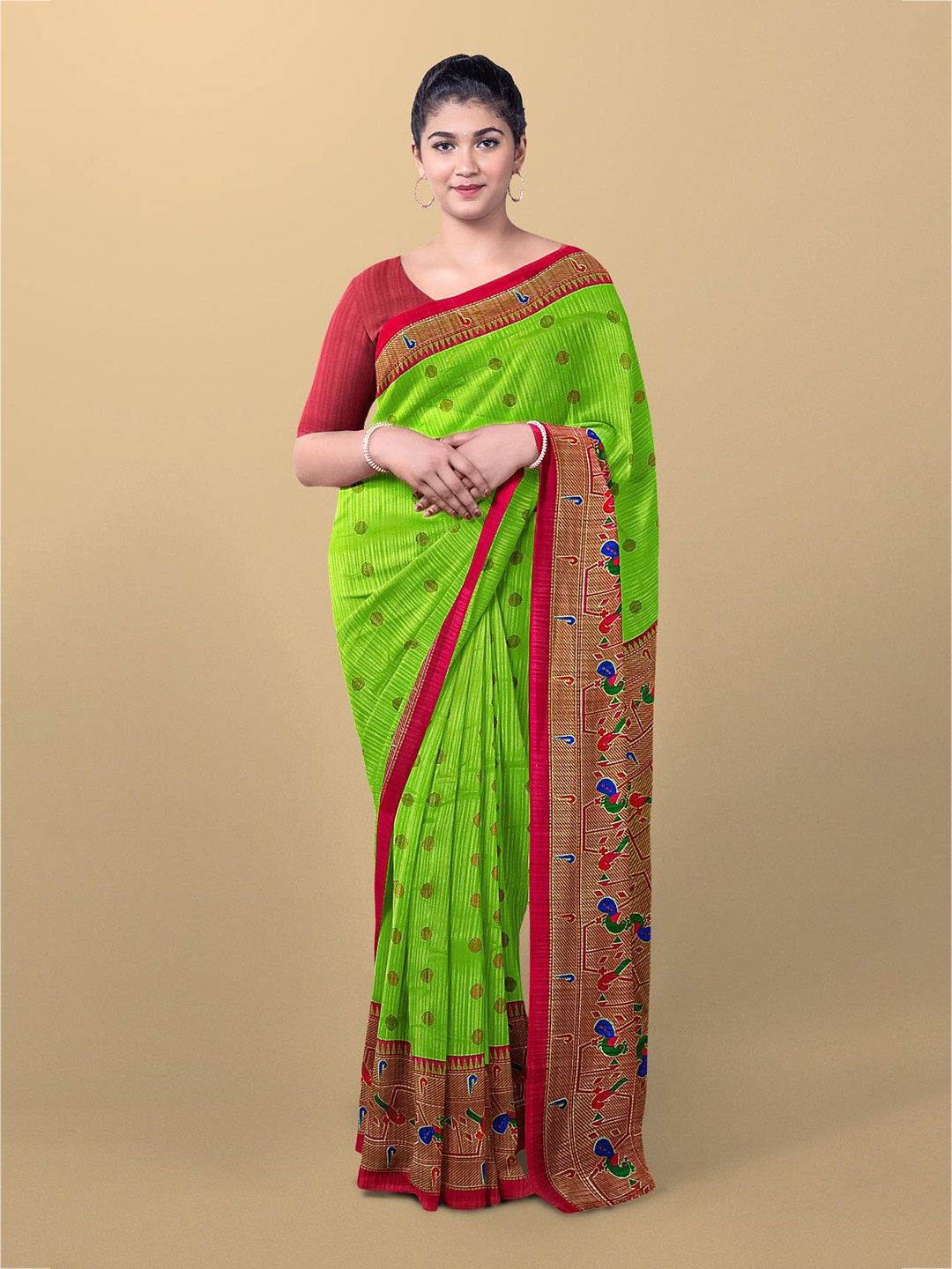 

Kalamandir Women Green Ethnic Motifs Printed Saree