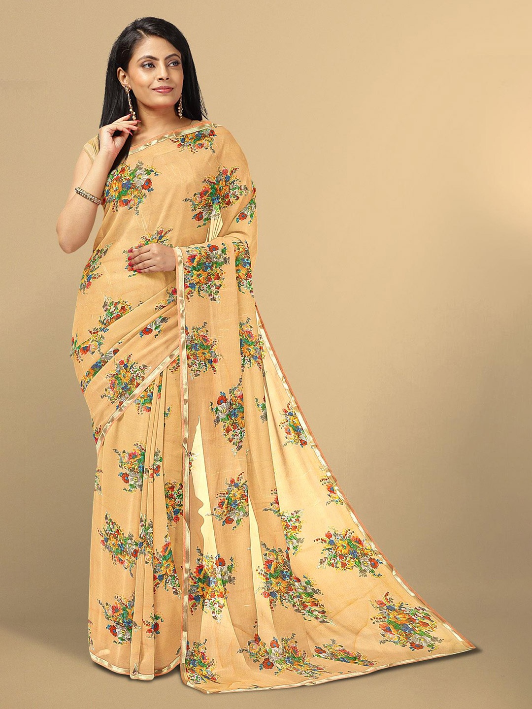 

Kalamandir Beige & Green Floral Silk Blend Saree
