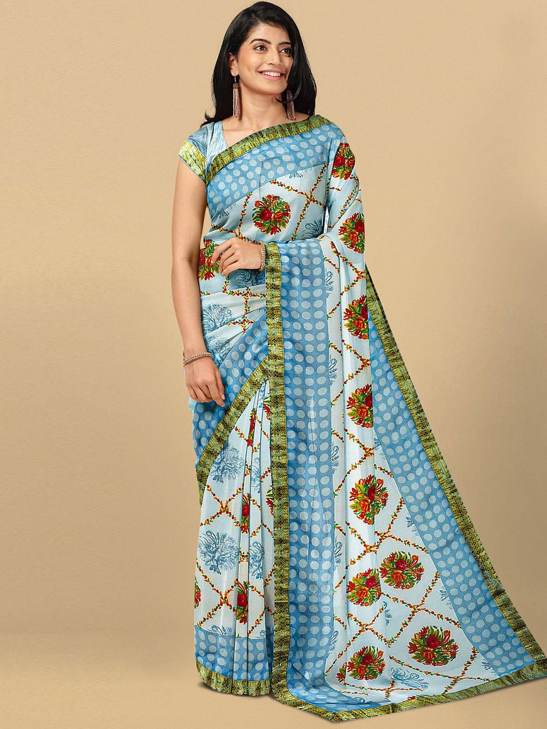 

Kalamandir Grey & Red Floral Silk Blend Saree