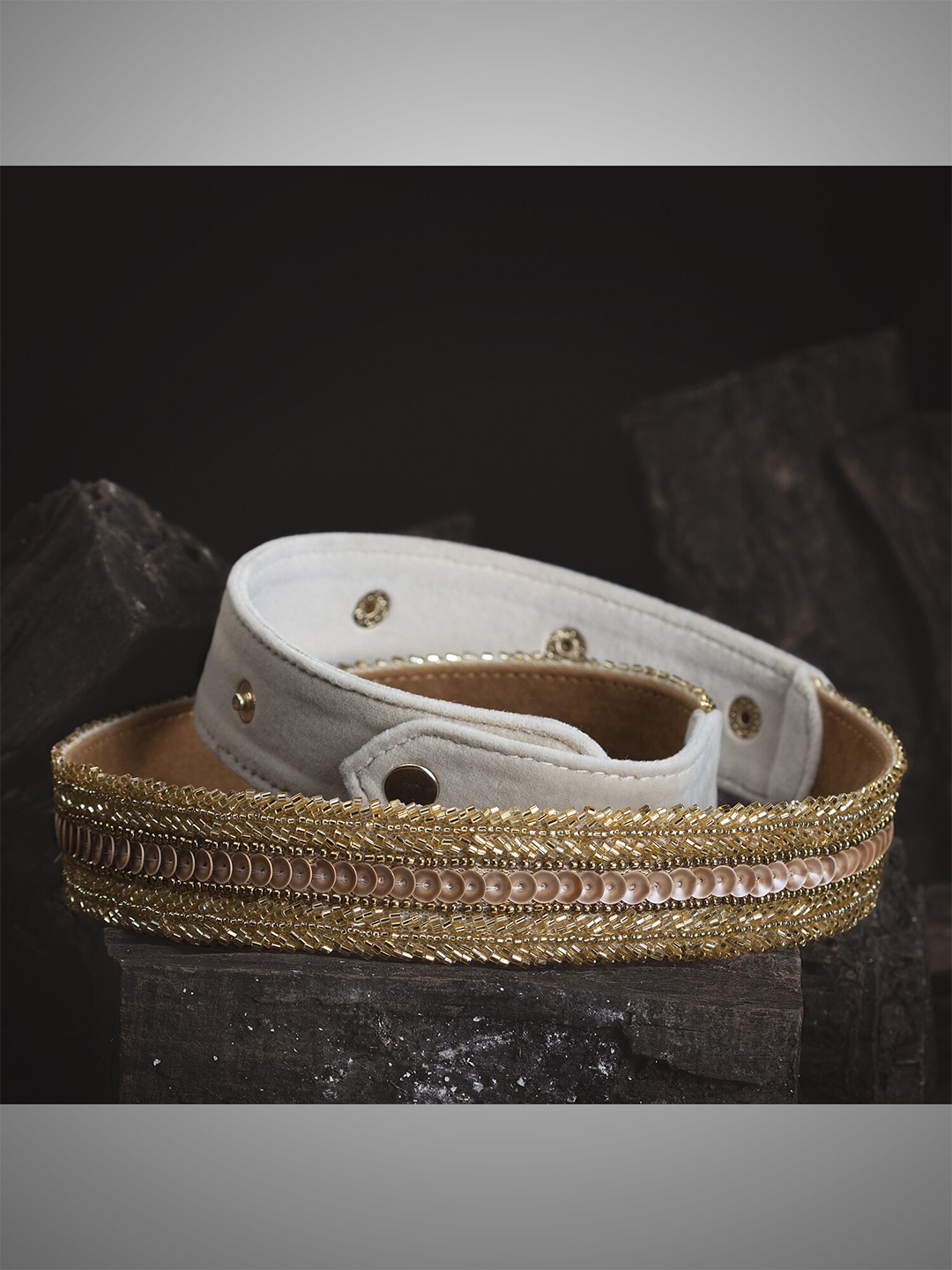

D'oro Women Gold-Toned Embellished Beaded Belt