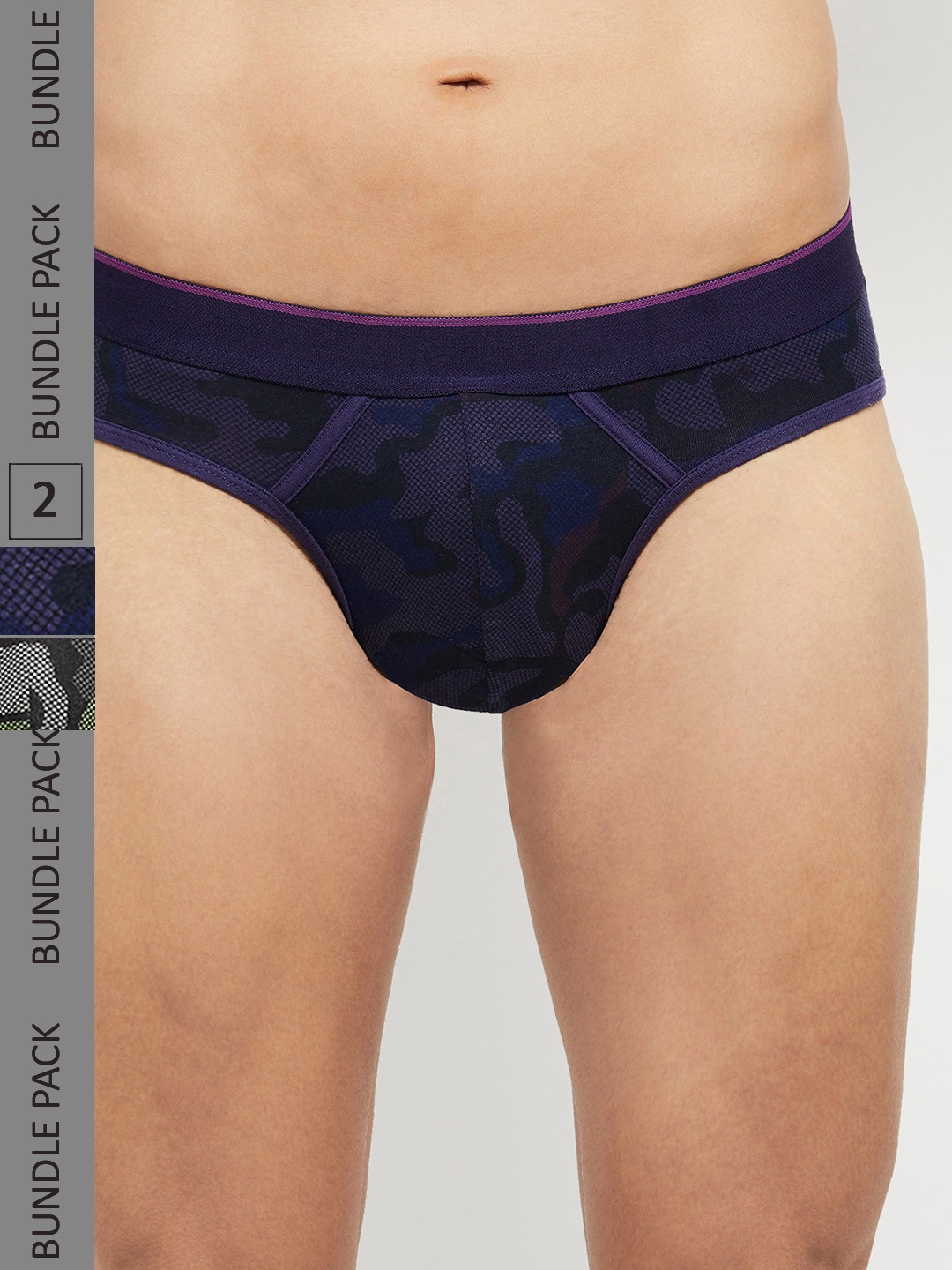 

max Men Pack of 2 Navy Blue Printed Mid Rise Hipster NOOSNBFFBK3BLACK