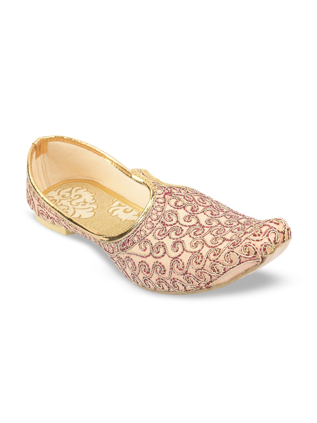 

DESI COLOUR Men Peach-Coloured Woven Design Mojaris