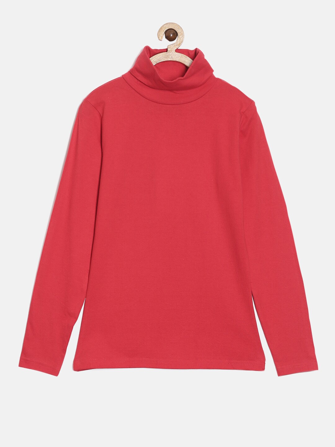 

SEIYON Girls Red Turtle Neck T-shirt