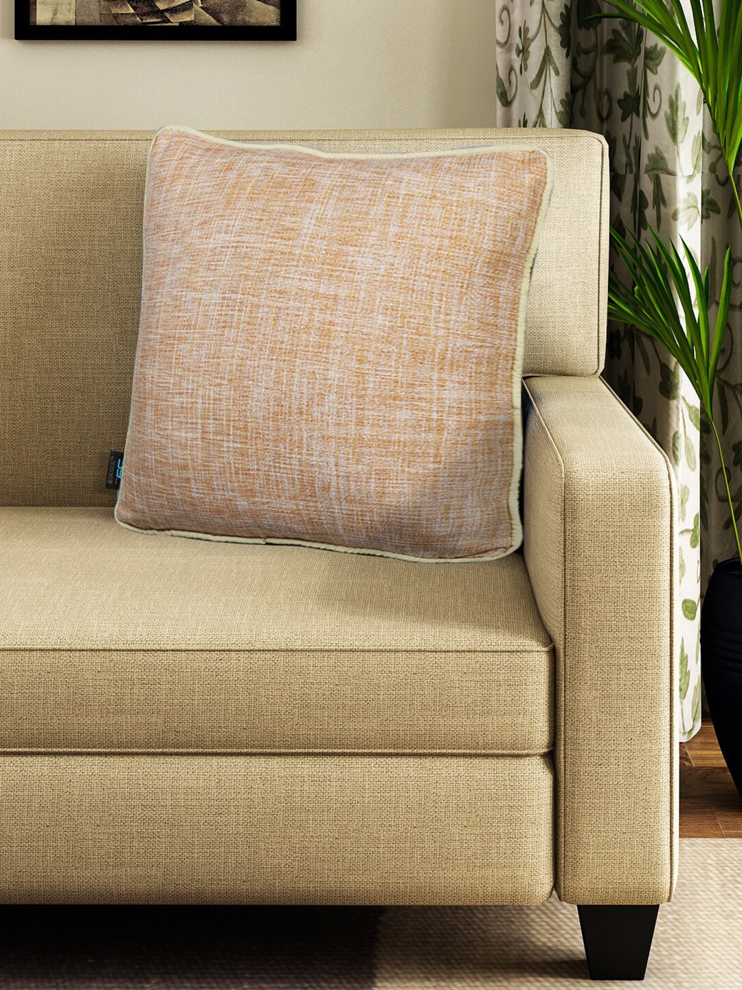 

S9home by Seasons Orange Solid Square Cushion Covers