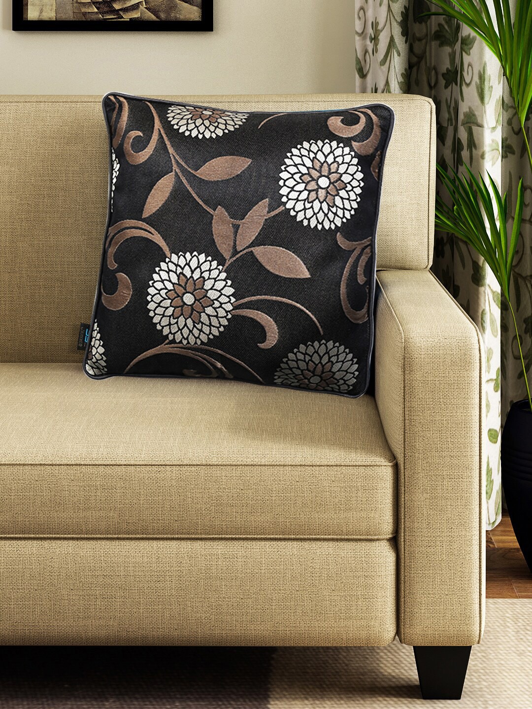 

S9home by Seasons Black & White Floral Square Cushion Covers