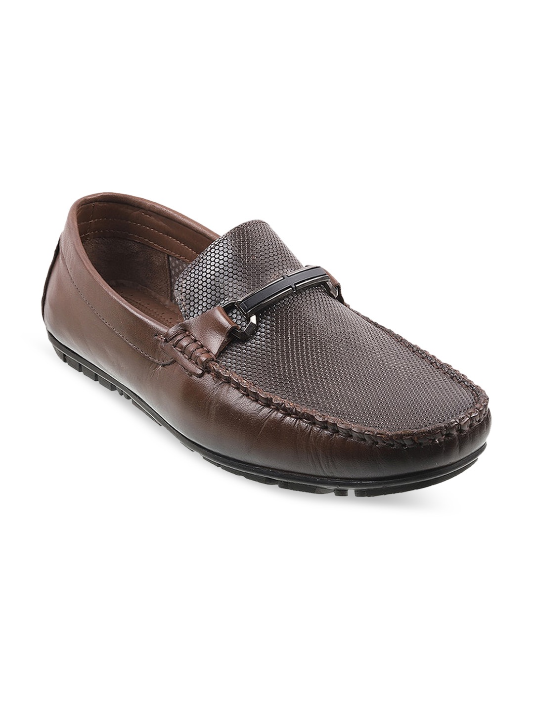 

Metro Men Brown Perforations Leather Horsebit Loafers