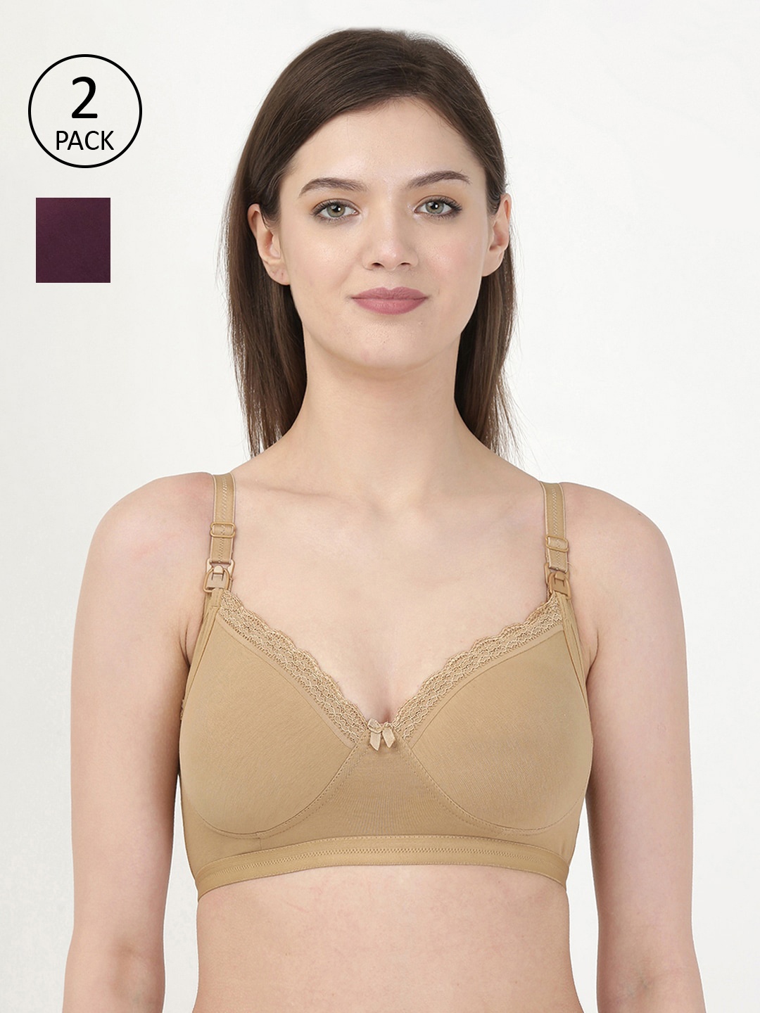 

MYLO ESSENTIALS Pack Of 2 Beige & Maroon Bra Lightly Padded ME_1857-