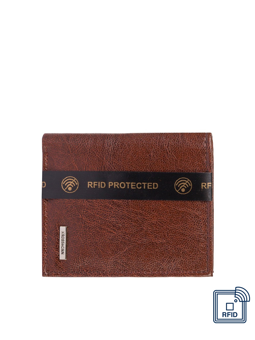 

Krosshorn Men Brown & Black Two Fold Wallet with RFID