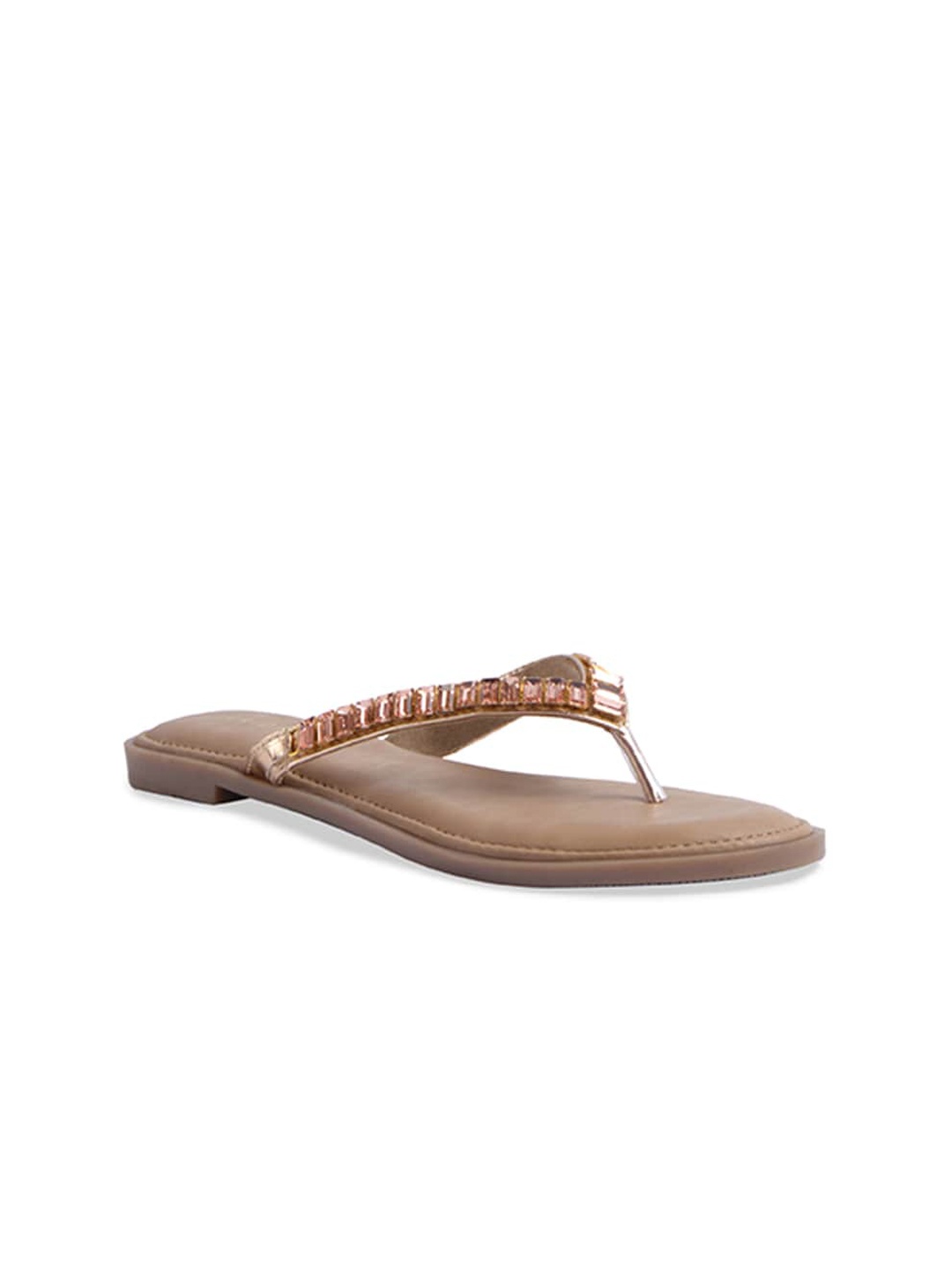 

ERIDANI Women Rose Gold-Toned Embellished Open Toe Flats