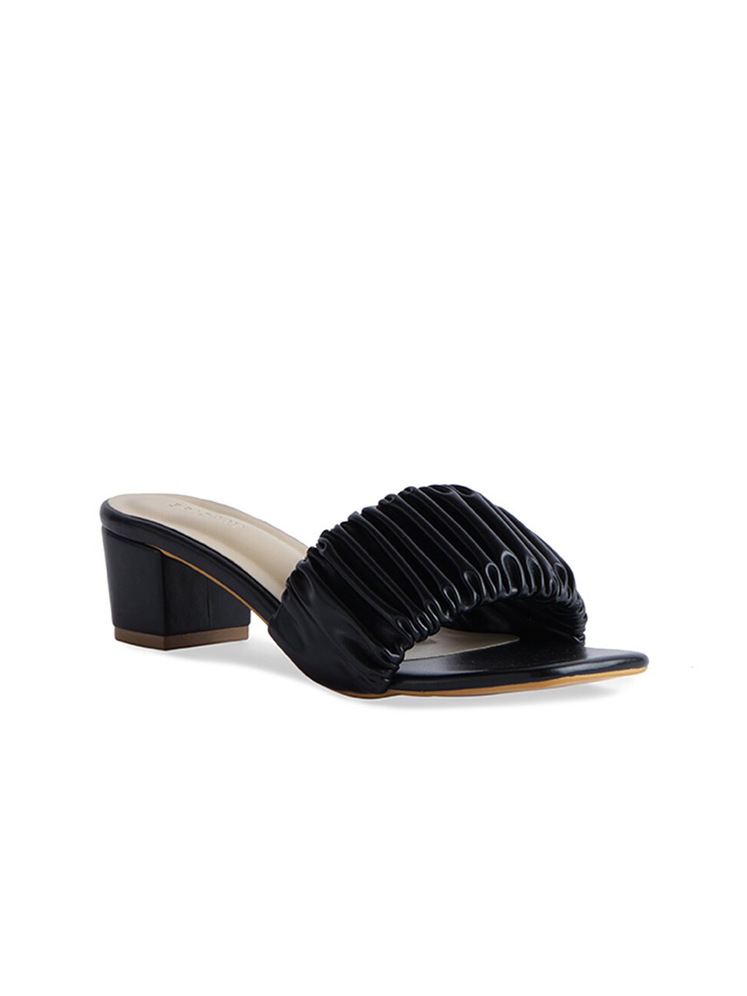 

ERIDANI Women Black Ruched Block Heels