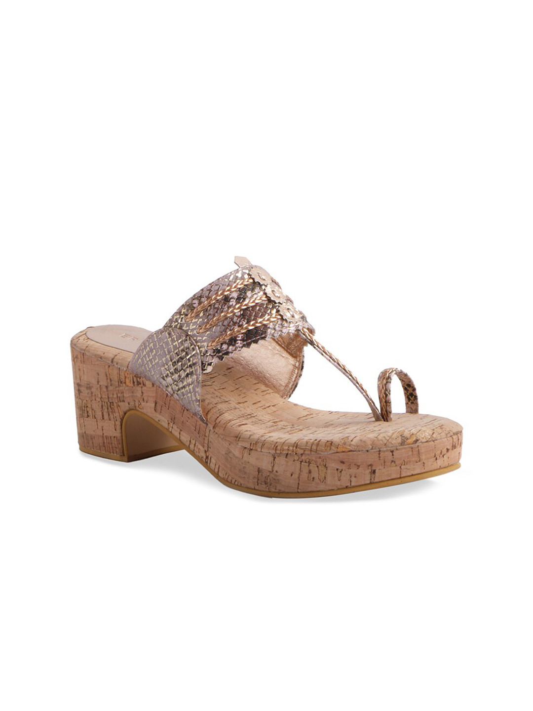

ERIDANI Gold-Toned Textured Block Heels