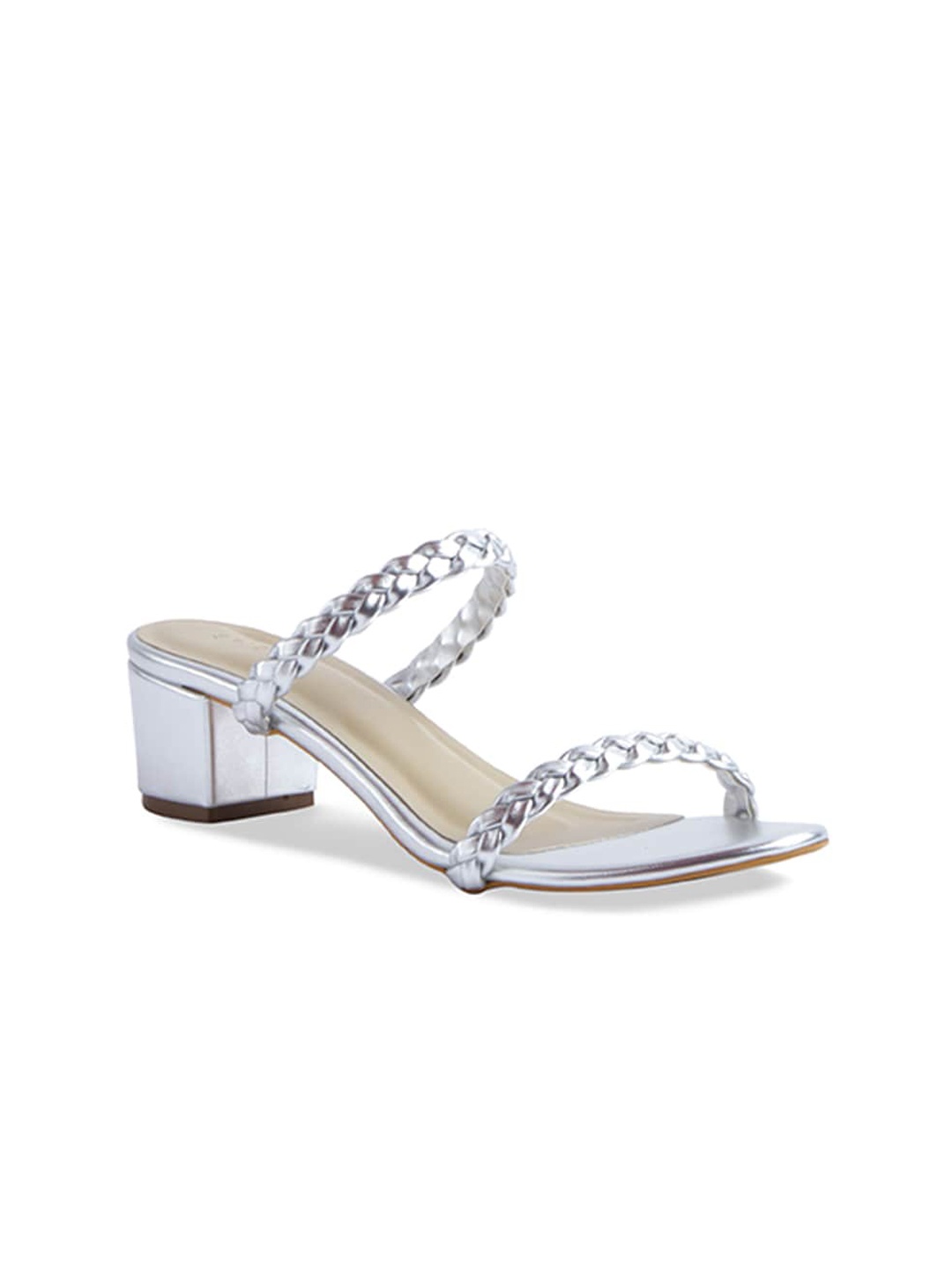 

ERIDANI Silver-Toned Embellished Block Heels