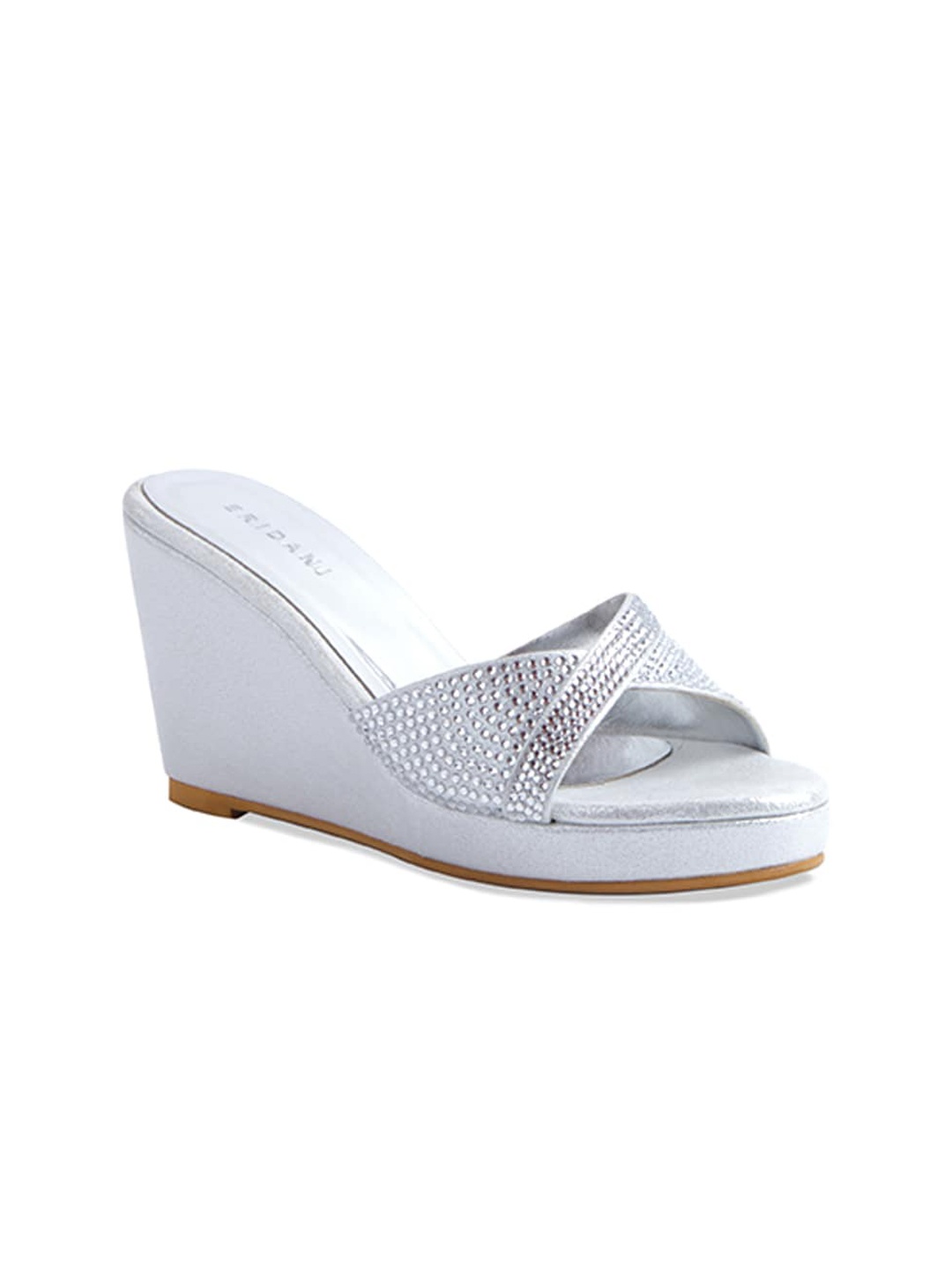 

ERIDANI Silver-Toned Embellished Flatform Heels