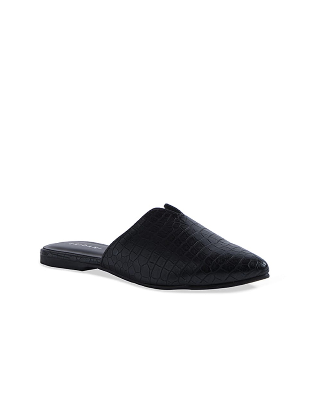 

ERIDANI Women Black Textured Mules Flats