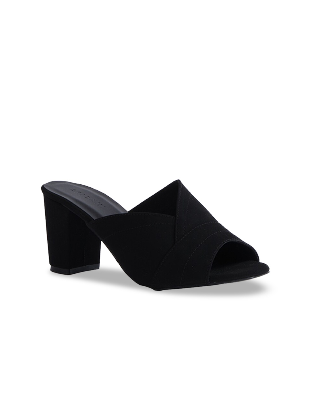 

ERIDANI Women Black Block Heels Peep Toes