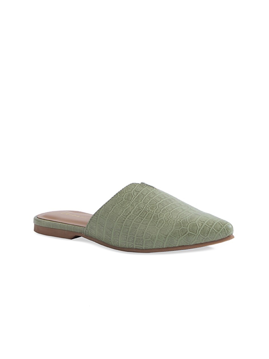 

ERIDANI Women Green Textured Mules Flats