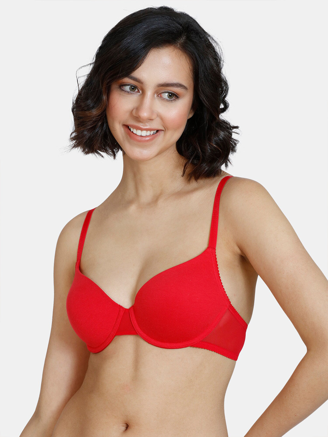 

Zivame Red Bra Underwired Lightly Padded Cotton T-Shirt Bra ZI10T6FASHZIRED
